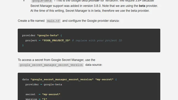 Accessing Secret Manager from Terraform