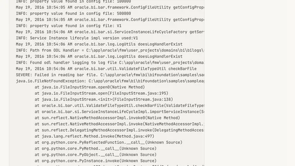 oracle.bi.bar.exceptions.UnSupportedBarException: The Bar file provided as input is not supported in this BI Platfrom release.