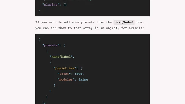Adding Babel presets and plugins in Next.js