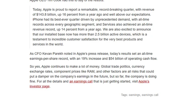 Apple Reports Q1 2026 Revenue of $143.8 Billion