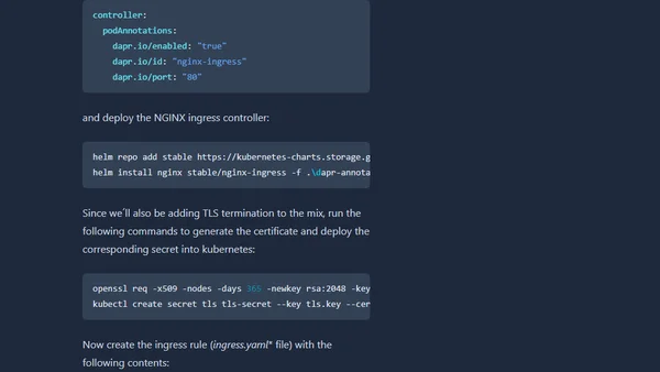 Kubernetes NGINX ingress controller with Dapr