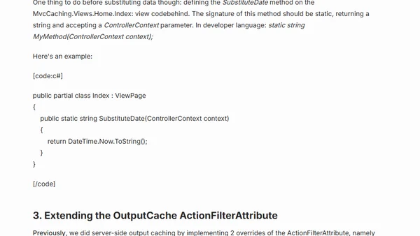 Extending ASP.NET MVC OutputCache ActionFilterAttribute - Adding substitution