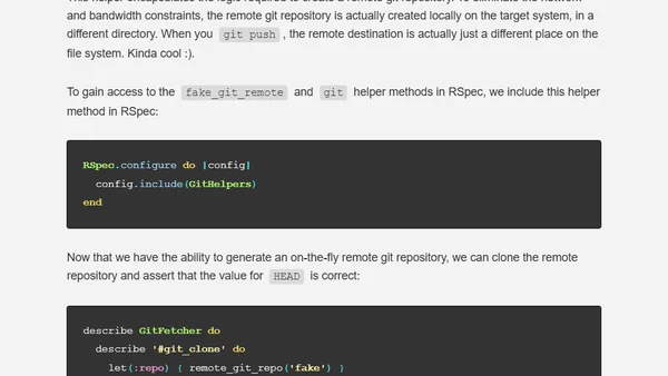 Unit and functional testing git with RSpec