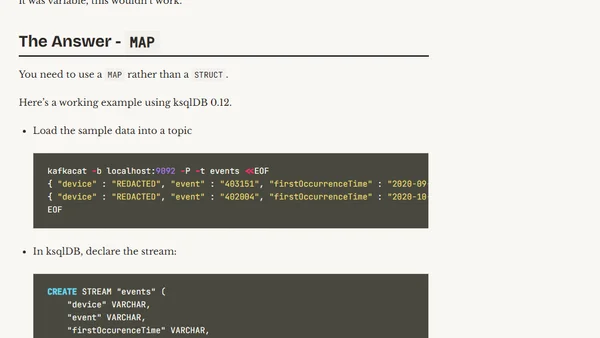 ksqlDB - How to model a variable number of fields in a nested value (`STRUCT`)