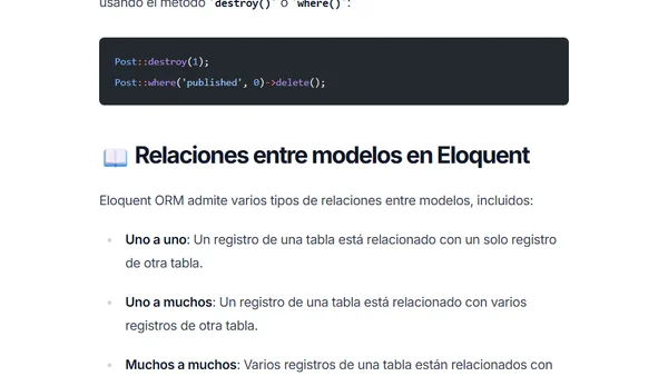 Guía completa de Eloquent ORM en Laravel