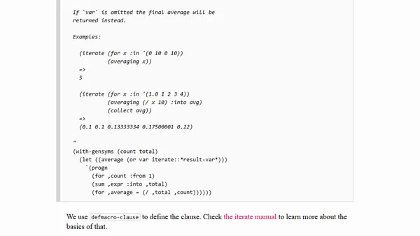 Customizing Common Lisp's Iterate: Averaging