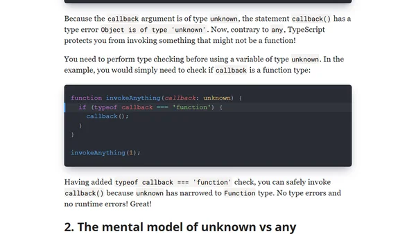 unknown vs any in TypeScript