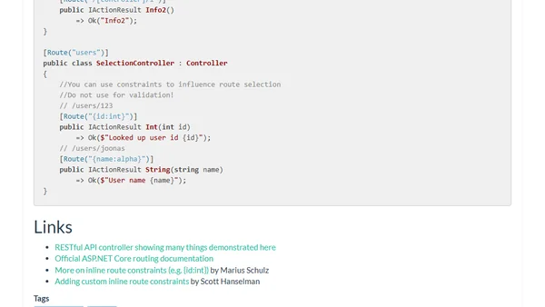 Attribute routing cheat sheet for ASP.NET Core