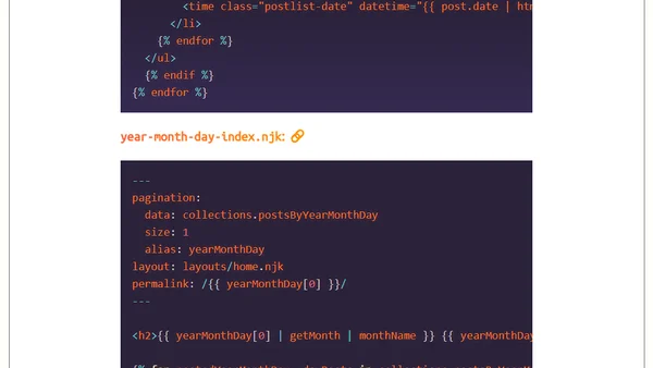 Eleventy (11ty) year, year-month, and year-month-day indexes