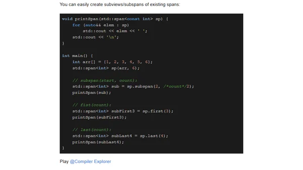 How to use std::span from C++20