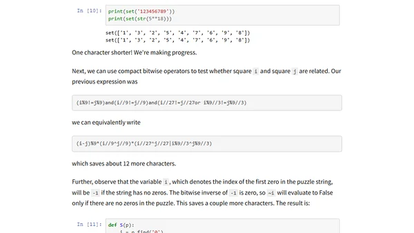 Code Golf in Python: Sudoku