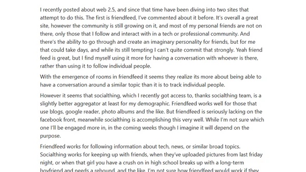 Conversation aggregators vs. social network aggegators