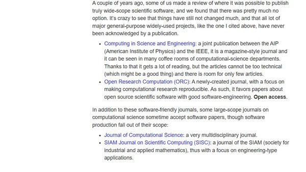 Scientific publication for software development
