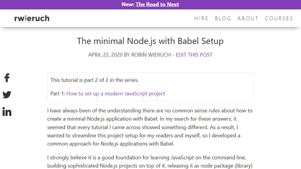 The minimal Node.js with Babel Setup
