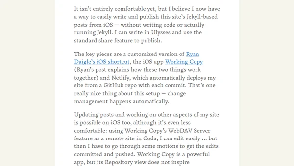 Trying out an iOS publishing setup