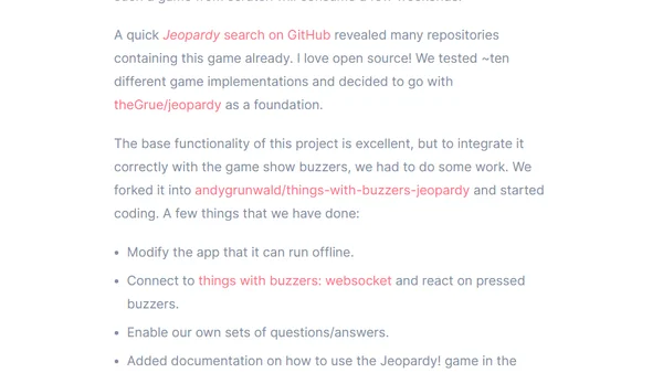 things with buzzers: playing a Jeopardy! game