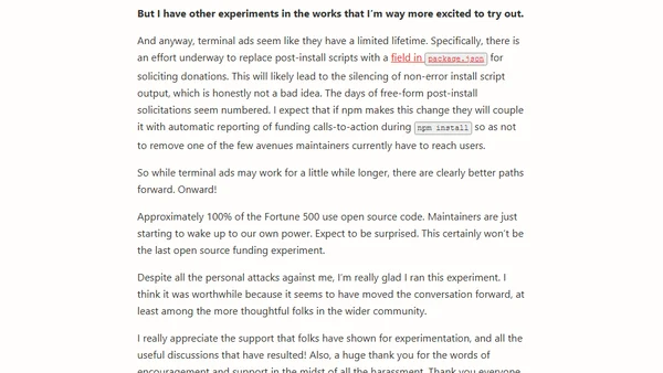 Recap of the `funding` experiment