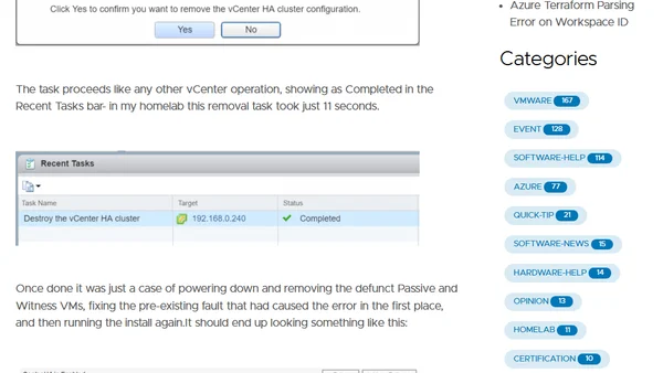 Rolling back a failed VCSA HA deployment