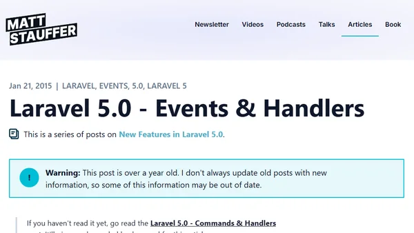 Laravel 5.0 - Events & Handlers