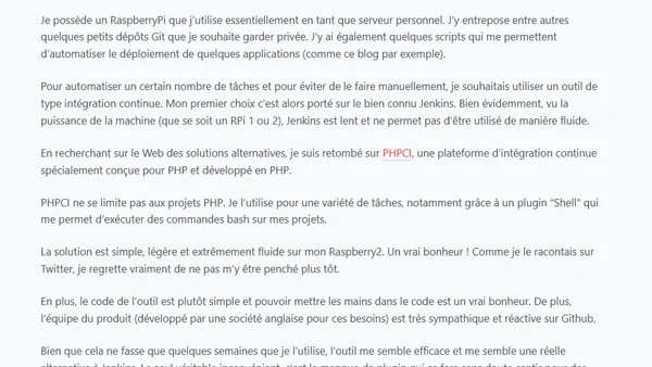 Intégration continue sur RaspberryPI avec PHPCI