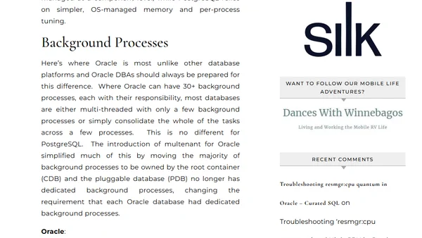 PostgreSQL for the Oracle DBA, Part 2: Physical Data Structures, Storage, and Processes