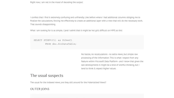 Azure SQL DW Materialized Views (part 2)