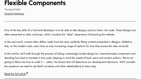 Developer Decisions For Building Flexible Components