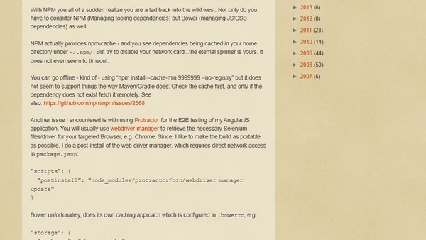 Npm, Bower, CI and the Network