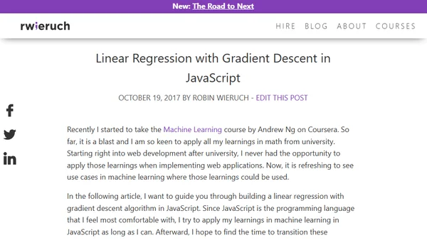 Linear Regression with Gradient Descent in JavaScript