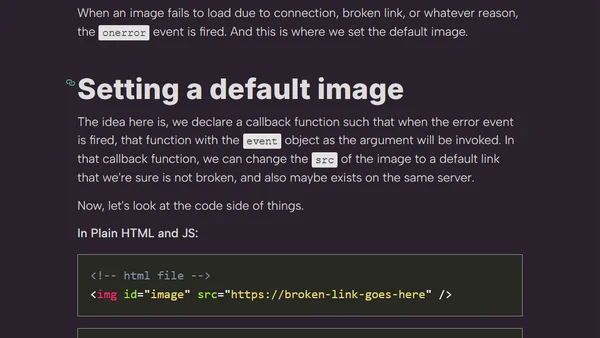 How to set a default image when an image fails to load