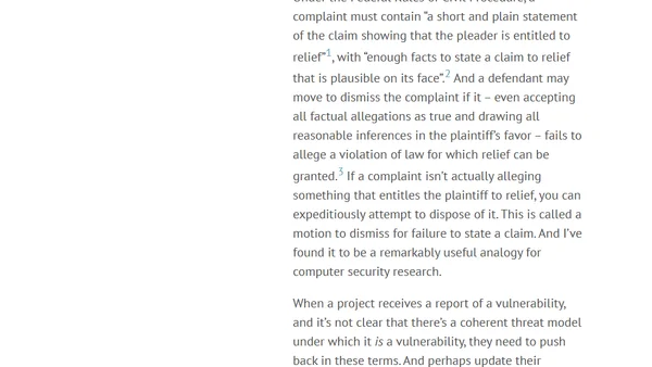 Motion to Dismiss for Failure to State a Vulnerability