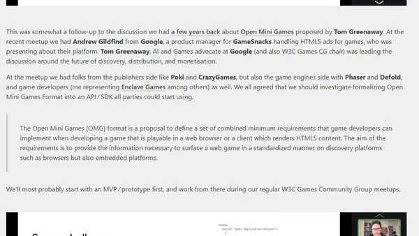 W3C Games CG November 2024: GameSnacks