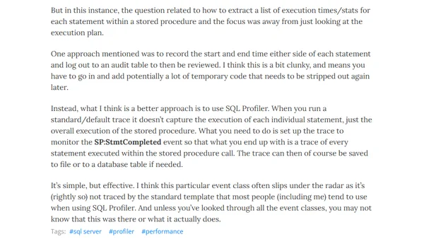 Using the SP:StmtCompleted SQL Profiler trace event class