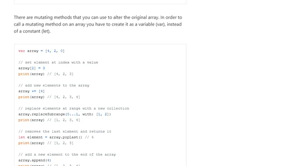 Beginner's guide to Swift arrays