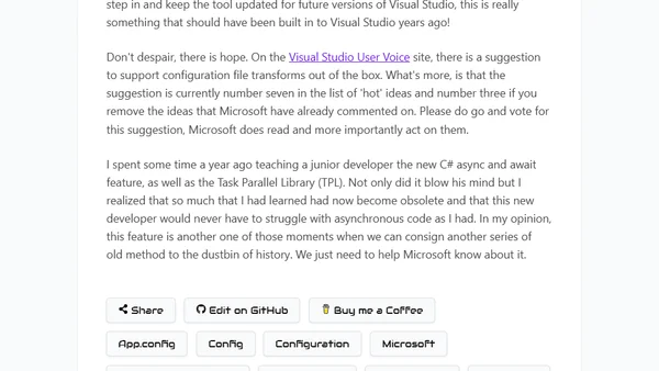 Configuration File Transforms In Visual Studio Should Be Built In