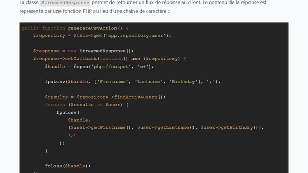Exporter un fichier CSV avec Symfony2