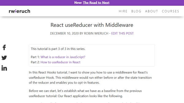 React useReducer with Middleware