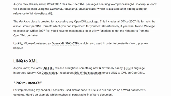 Preview Word files (docx) in HTML using ASP.NET, OpenXML and LINQ to XML