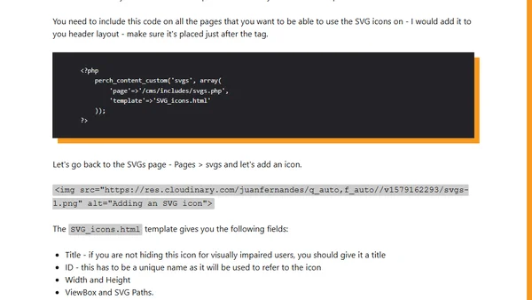 Adding SVG icons to a sprite with Perch CMS