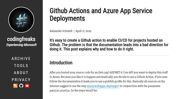 Github Actions and Azure App Service Deployments
