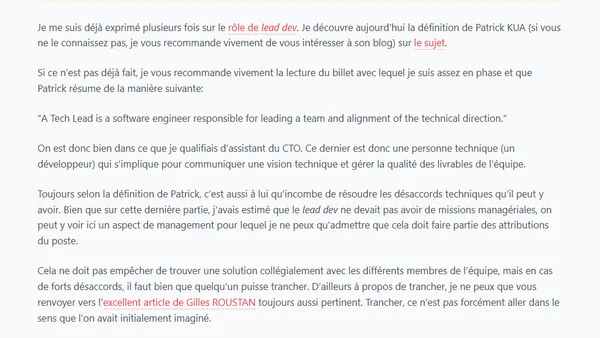 Définition du rôle de Tech Lead
