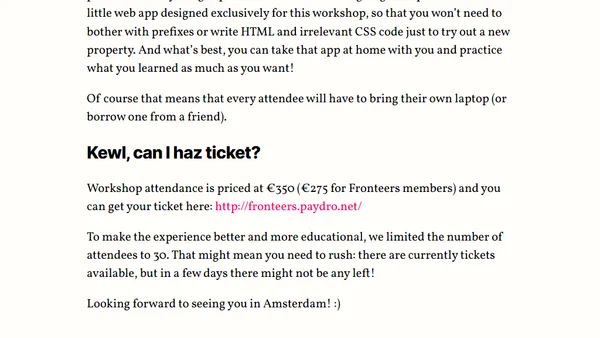 CSS3 for developers: My Fronteers 2011 workshop