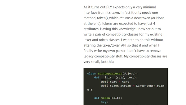 Using PLY for Parsing Without Using it for Lexing