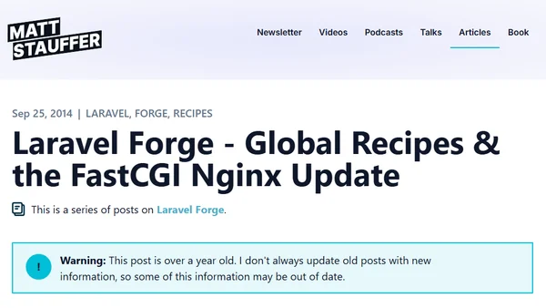 Laravel Forge - Global Recipes & the FastCGI Nginx Update