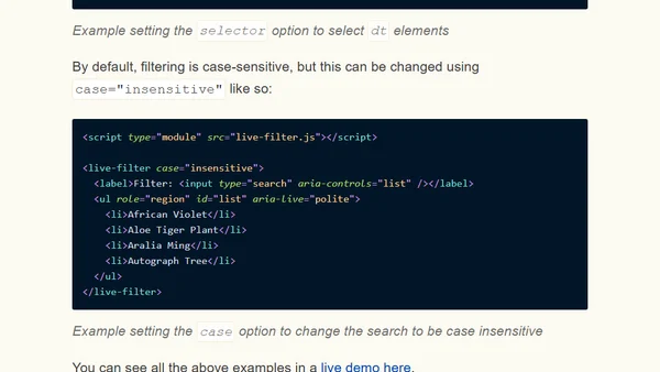 live-filter Web Component