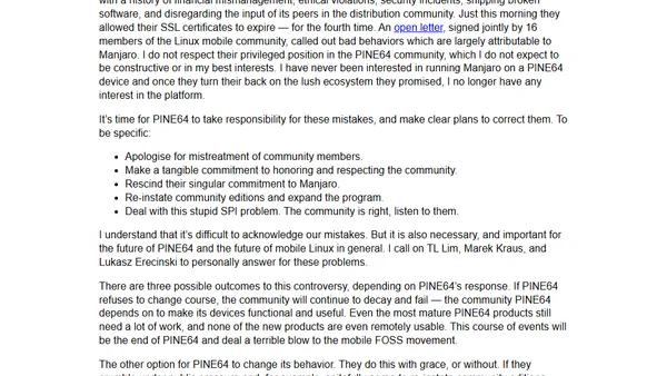 PINE64 has let its community down