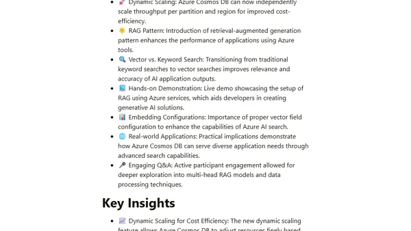 Enhancing GenAI Solutions with RAG Pattern and Azure Cosmos DB - Oct. 2024