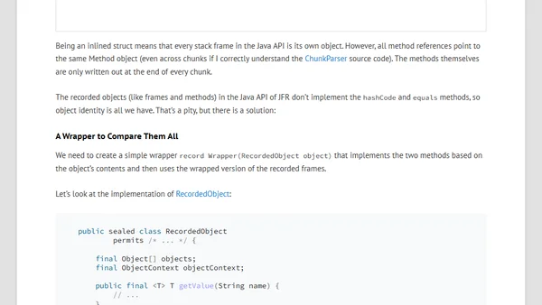 JFR and Equality: A tale of many objects