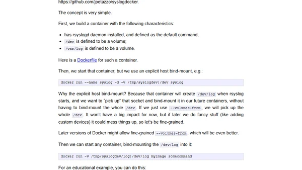 Multiple Docker containers logging to a single syslog