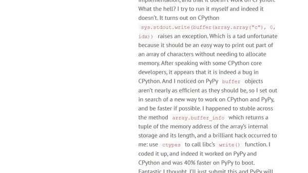 My experience with the computer language shootout